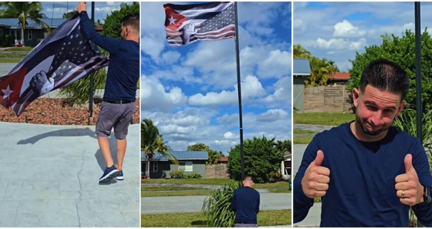 Con un puño en alto y “Patria y Vida”, cubano lanza mensaje por la libertad de Cuba desde las redes sociales cubano y bandera