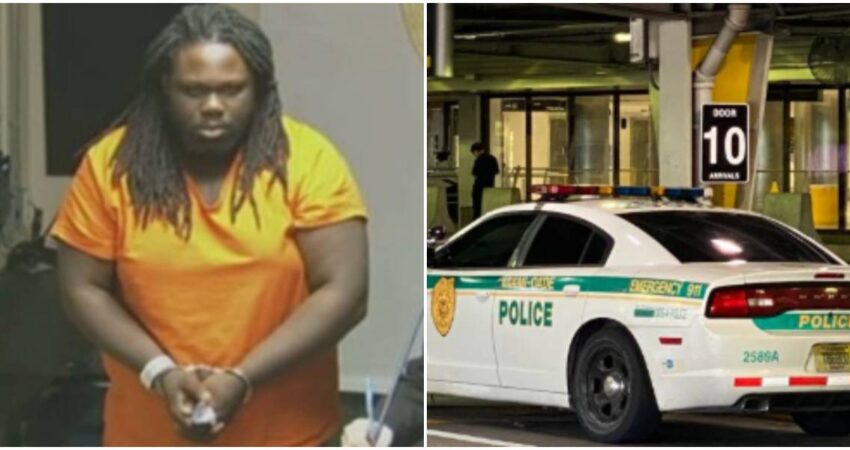 Detenido en Aeropuerto de Miami pasajero que intentaba volar a Brasil con droga valorada en más de $2 millones hombre preso-policía (2)