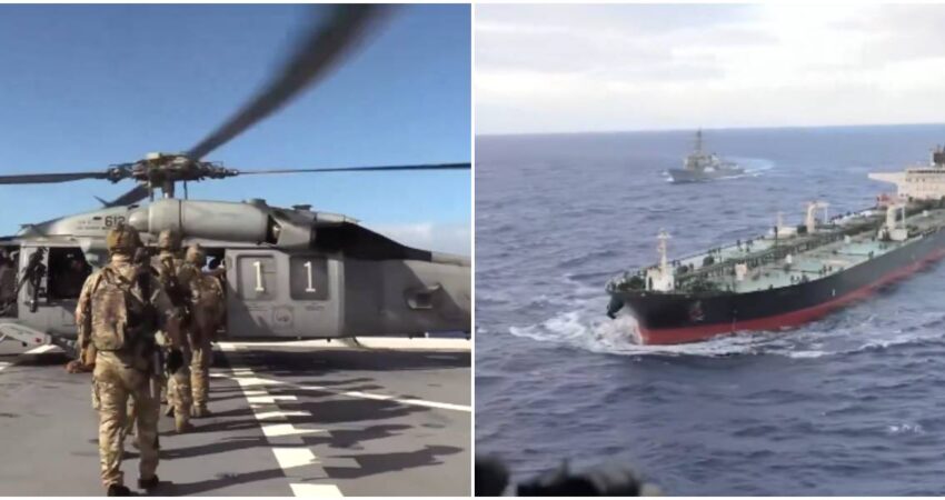 Estados Unidos endurece la presión en el Caribe y aborda un buque petrolero sancionado tras varios días de seguimiento militares de EE.UU-barco petrolero