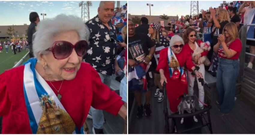 “Nadie esperaba esto": enérgica señora de 92 años baila y grita por la libertad de la isla en el Free Cuba Rally Abuela cubana (1)