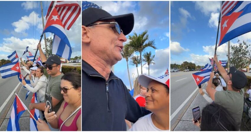 โยกCuba Next!โ: el grito del exilio cubano que irrumpiรณ con banderas y consignas al paso de Donald Trump en Palm Beach Exilio cubano y Ferrer