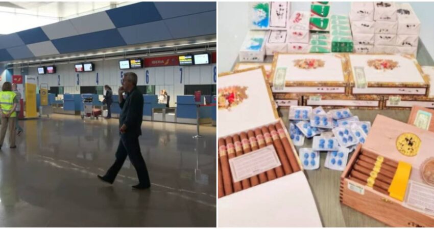 Contrabando a Europa: Guardia Civil de España arresta a cubano que intentó entrar al país grandes cantidades medicamentos y cigarrillos sin declarar aeropuerto A Coruña-cigarrillos y medicamentos
