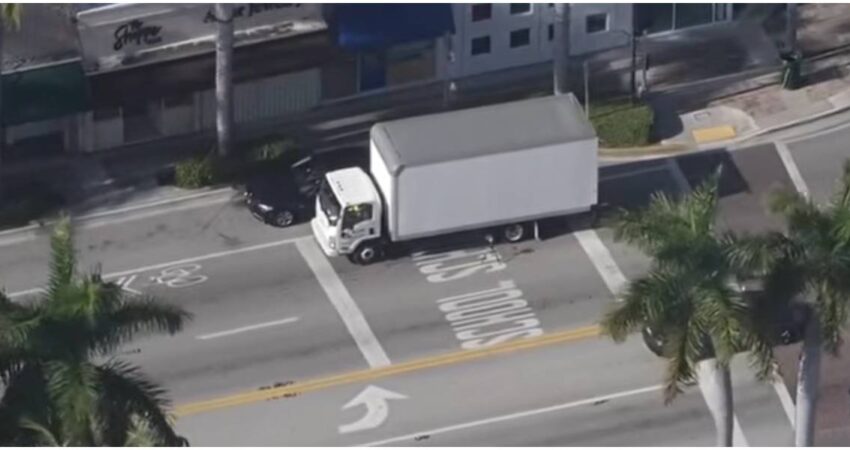 Tragedia en Miami Beach: mujer muere atropellada por un camión de caja en pleno cruce peatonal Camión caja