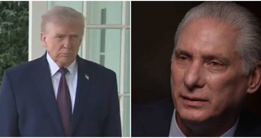 Trump vuelve a poner al régimen cubano en la mira: "Es una nación en quiebra... Tal vez nos detengamos en Cuba después de terminar con esto" Donald Trump-Díaz-Canel