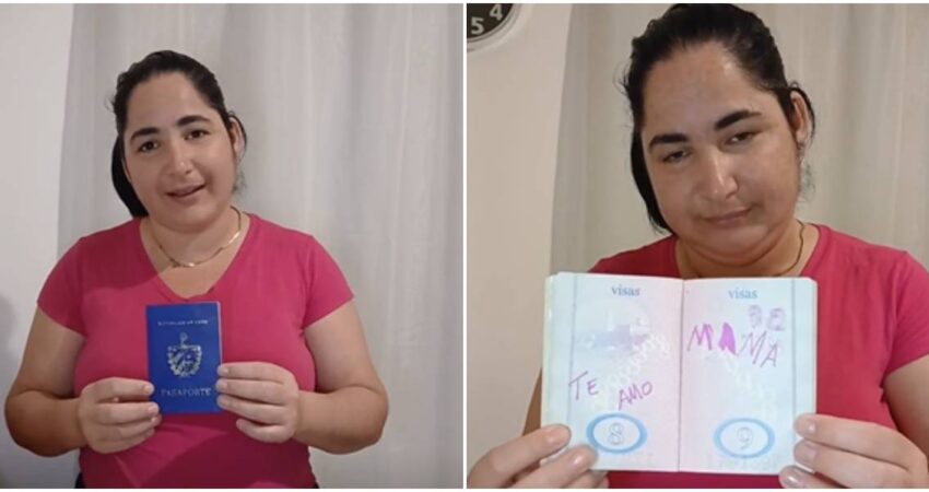 "No sé si reír, no sé si llorar": cubana cuenta como perdió su cita consular después que su hijo le dejara un mensaje de amor en su pasaporte cubana en el exterior