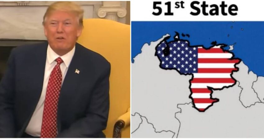 Donald Trump desató el debate internacional tras compartir un mapa de Venezuela con la bandera estadounidense Donald Trump-mapa