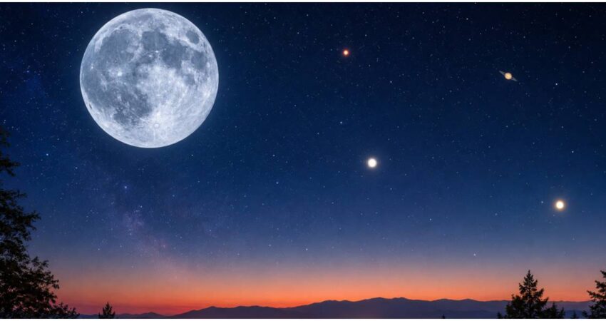 Astrónomos alertan sobre un espectáculo único: Luna Azul de 2026 coincidirá con un desfile de planetas en el cielo a finales de mayo Luna Azul