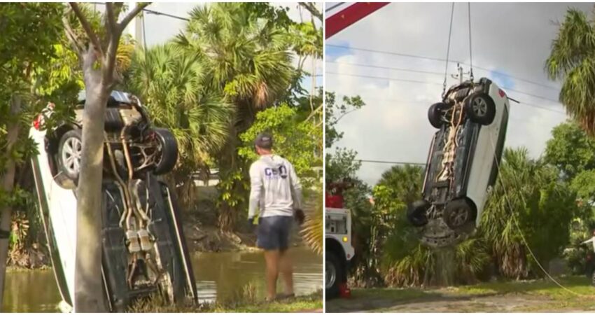 Misterio en Hialeah: aparece un Mercedes-Benz hundido en un canal y el conductor desaparece sin dejar rastro Mercedes Benz