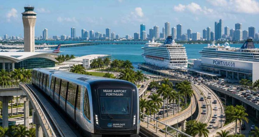 Miami planea un tren directo del aeropuerto a los muelles de cruceros: así cambiaría la experiencia de viajar transporte-miami