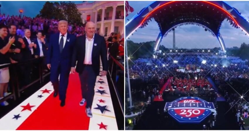 Así fue como la Casa Blanca se convirtió en un octágono durante el cumpleaños 80 de Donald Trump Donald Trump y Dana White-UFC