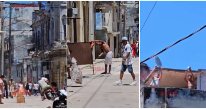 Cacerolazo en Centro Habana: vecinos salen a la calle durante el día tras más de 28 horas sin luz, gas ni agua cacerolazo en Centro Habana