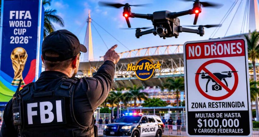 FBI lanza fuerte advertencia antes del Mundial 2026: Volar un dron cerca de los partidos podrรญa salir muy caro fbidronemiami