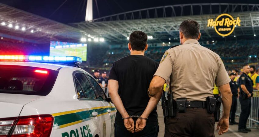 16 arrestados durante el partido entre Colombia y Portugal en el Hard Rock Stadium en Miami miamifurbol