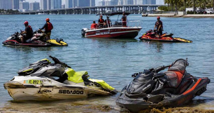 Dos hombres resultan heridos tras choque de motos acuáticas frente a Virginia Key motosacuaticas