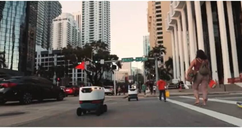 Coral Gables pone lรญmites a los robots de entrega tras denuncias de peatones por obstaculizar las aceras robot en Miami