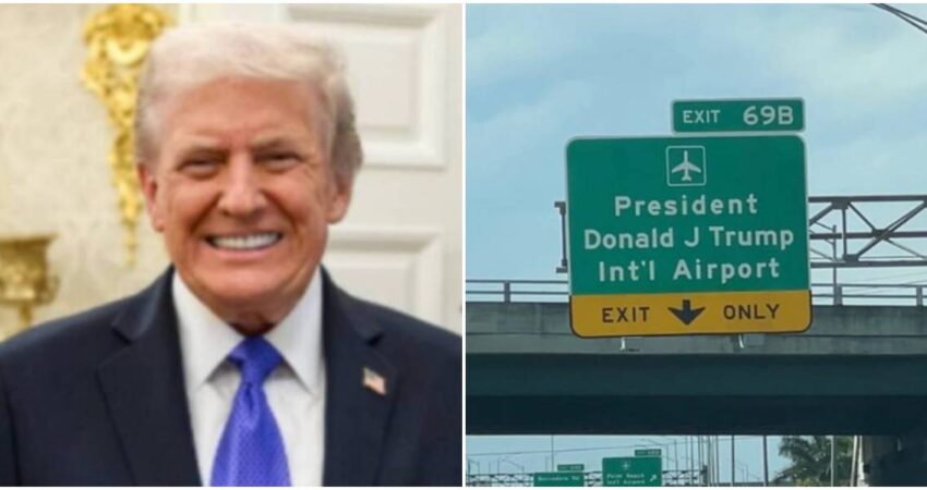 Florida ya muestra en sus carreteras el nuevo nombre de un aeropuerto: ahora llevará el de Donald Trump Donald Trump-señalización