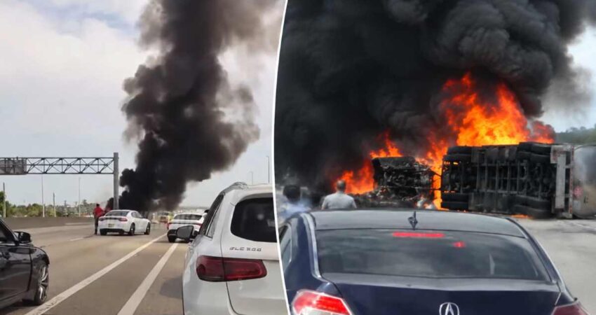 Caos total en la Turnpike: Camiรณn cisterna se incendia tras un accidente fatal en Miami-Dade accidentes