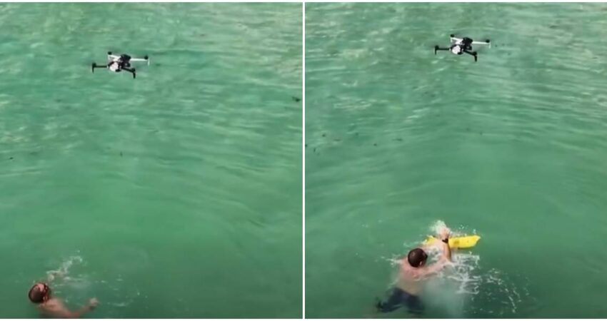 Drones llegan en menos de un minuto para salvar baรฑistas en playas del sur de Florida dron ayudando a baรฑista