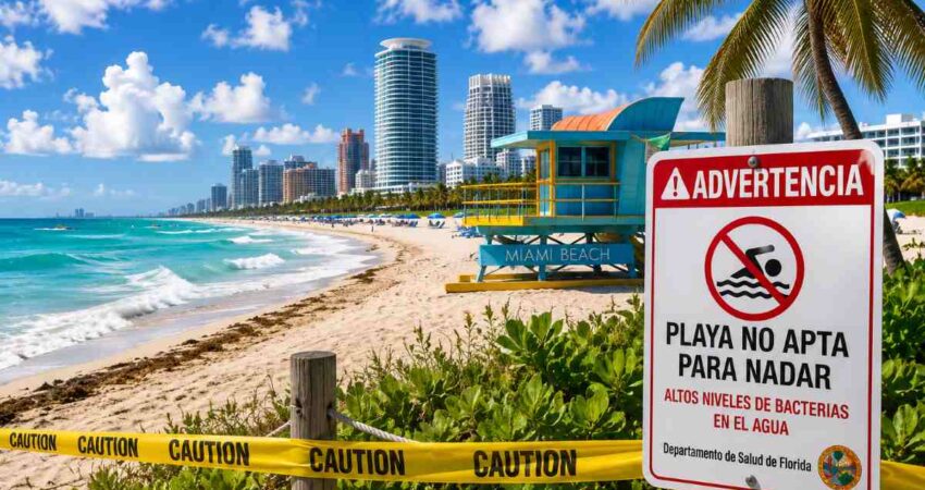 Autoridades advierten que dos playas de Miami-Dade no son aptas para nadar por altos niveles de bacterias playamiami