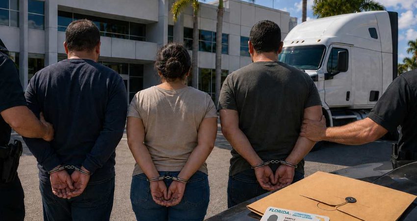 Arrestan a tres empleados públicos por presunto fraude con licencias CDL en Miami-Dade arrestocamionero