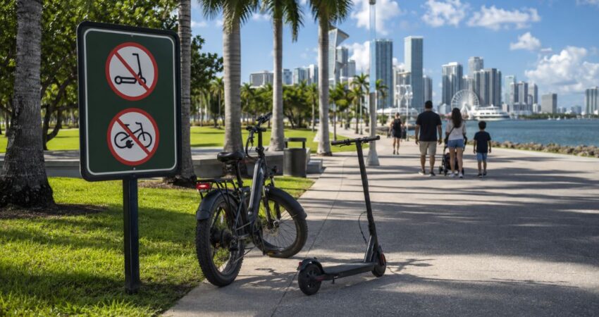 Miami refuerza la prohibición de bicicletas eléctricas y scooters en dos populares parques bicicletas eléctricas en Miami