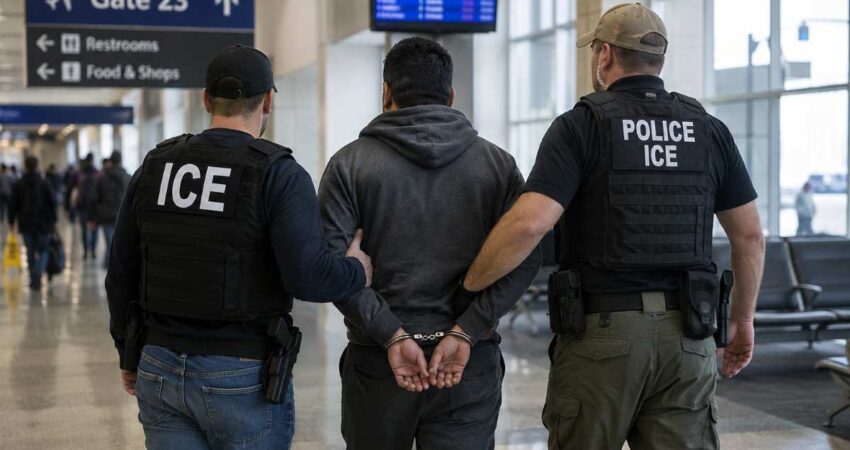 ICE aumenta los arrestos de inmigrantes en aeropuertos de Estados Unidos: hasta 40 detenciones por día iceaeropuertos