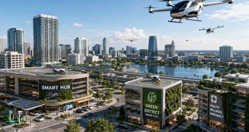 Orlando en Florida prepara una transformación de $2,000 millones: taxis voladores, hoteles y un nuevo distrito inteligente orlandofuturo
