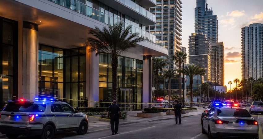 Fuerte despliegue policial tras apuñalamiento en el piso 47 de un edificio de Brickell Policía en Brickell