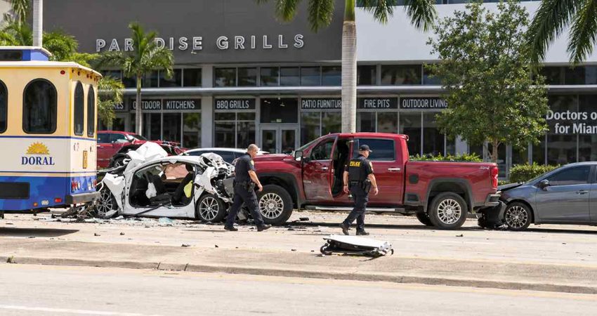 Identifican al empresario cubano que murió tras el aparatoso choque en Doral: su camioneta terminó sobre otro auto accidentedoral