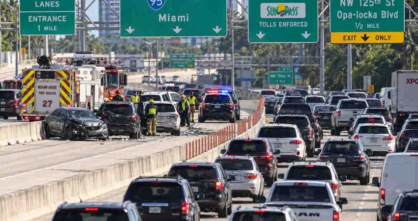 Accidente mortal con varios autos en la I-95 provoca fuerte congestión en North Miami accidentemiami