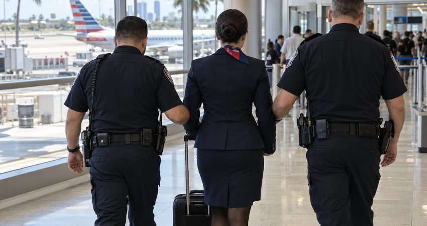 Llegó de un vuelo internacional y fue arrestada en Miami: la acusan de un fraude de más de 25.000 dólares a una mujer de 75 años Auxiliar de vuelo escoltada en Miami