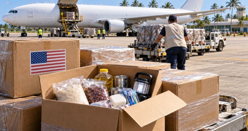 Dos vuelos en apenas una semana: llega a Matanzas nuevo donativo de EE.UU para familias vulnerables Avión de carga y cajas de ayuda
