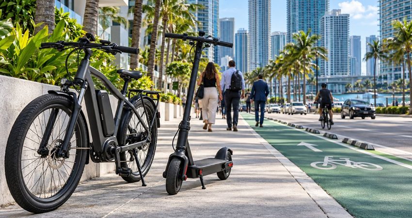 Miami endurece las reglas para bicicletas eléctricas y scooters: las multas podrían alcanzar los 100 dólares Bici y scooter eléctricos en Brickell