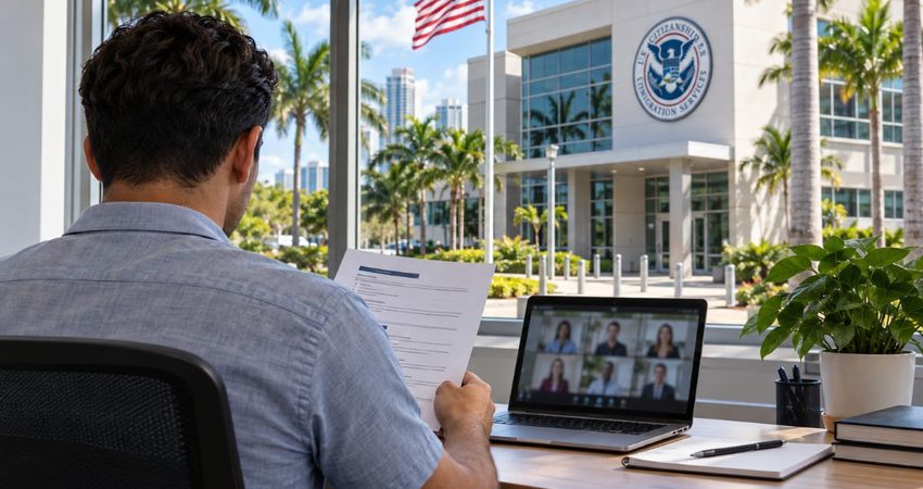 USCIS presenta opciones laborales en Miami: qué debes saber antes de postularte Candidato revisa vacantes de USCIS en Miami