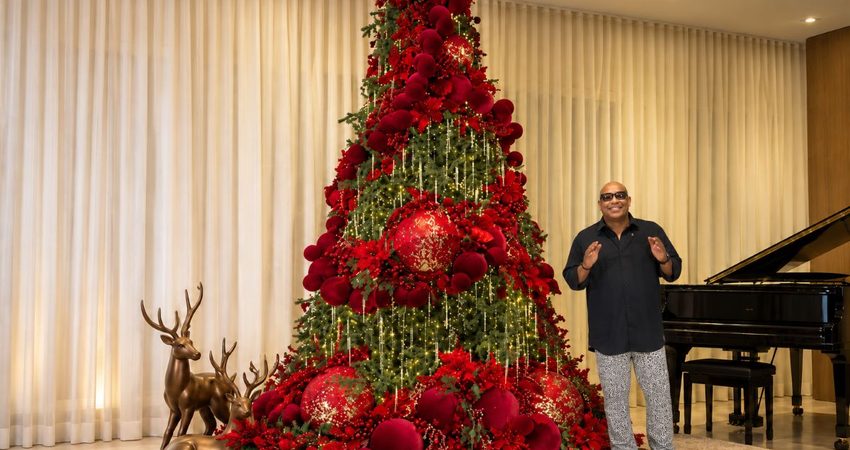 Alexander Delgado adelanta las fiestas y presume su elegante decoración navideña en Miami: "Soy el primero en abrir la temporada" Cantante sonriente junto al árbol navideño