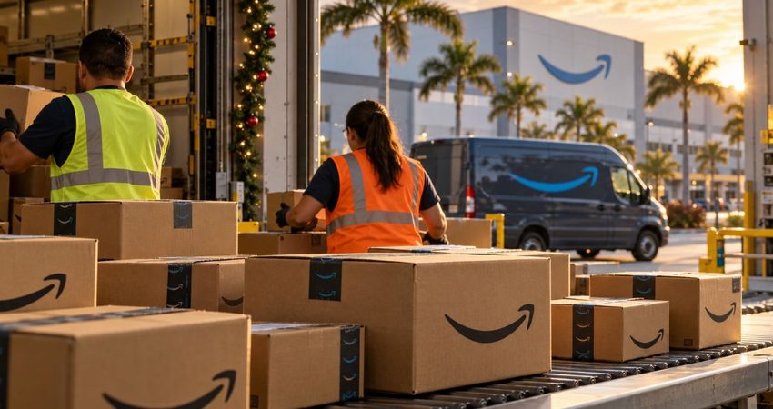 Más de 21,000 contrataciones en Florida: Amazon refuerza su plantilla para Navidad con un pago promedio de 20 dólares por hora Contratación navideña en almacén Amazon de Florida