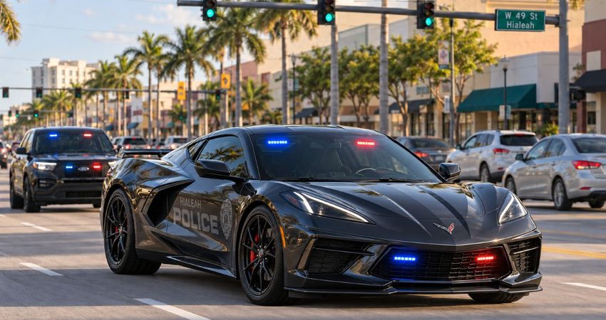 Menos visibles, más atentos: así vigilarán las patrullas “fantasma” las calles de Hialeah Corvette policial de Hialeah en exhibición