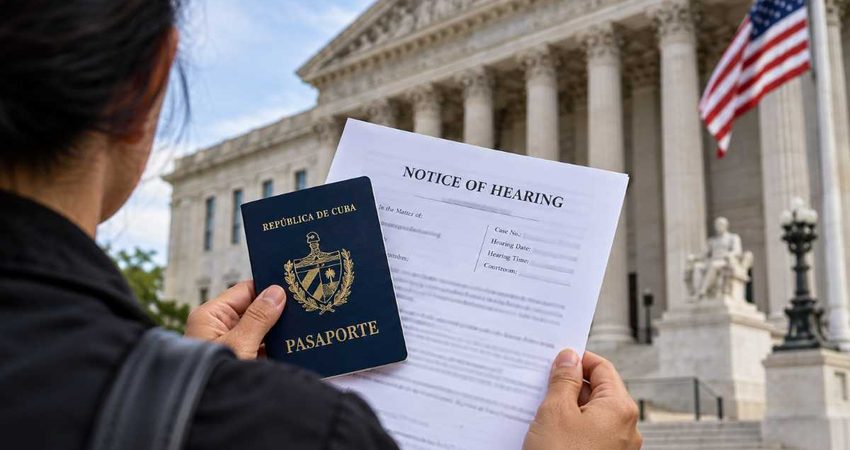 Tener la residencia pendiente no basta: abogada advierte a cubanos con procesos en corte Cuban Passport and Court Notice (1)