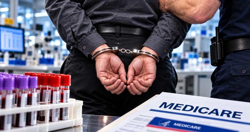 Fraude a Medicare en Florida: declararon culpable a directivo por facturar más de 15 millones en pruebas innecesarias Cuffed Hands Over Medicare Lab Billing