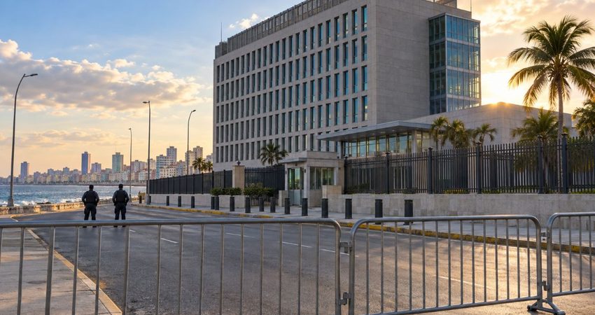 Embajada de EE.UU. en Cuba anuncia cancelación de servicios ante manifestación política orquestada por el régimen Embajada frente al Malecón con vallas