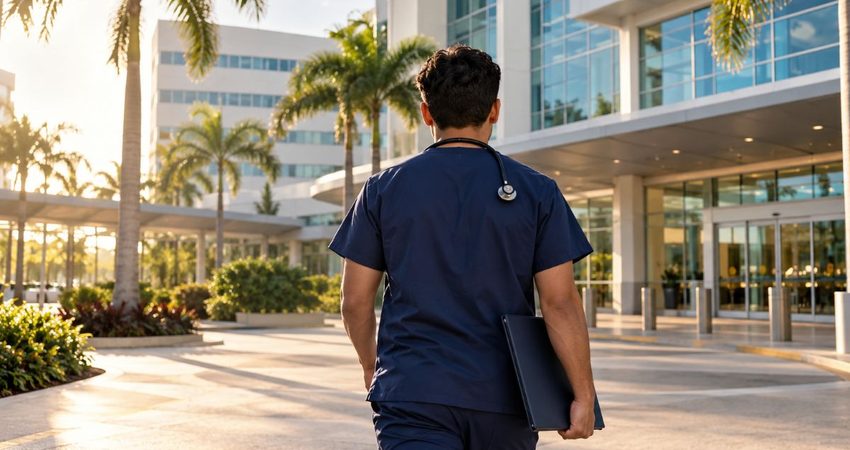 “Esto es un logro”: cubano obtiene su licencia de enfermería tras afrontar la barrera del idioma y cuenta como fue el proceso Enfermero graduado rumbo al hospital