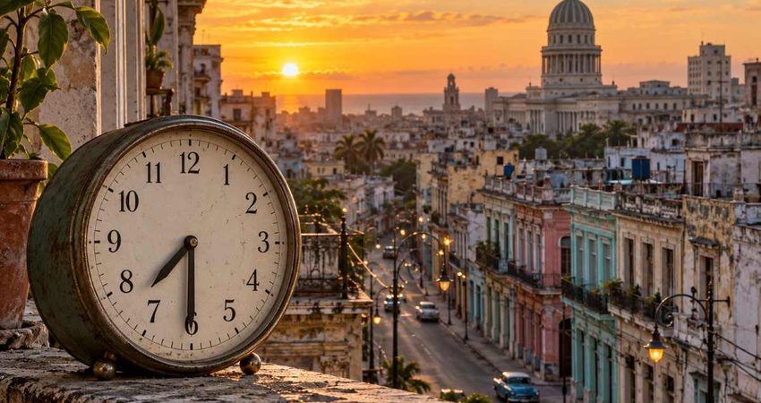 Cuba suspende el cambio de hora hasta 2027 y retrasa la entrada a escuelas y trabajos por la crisis eléctrica Havana sunrise at 7_30