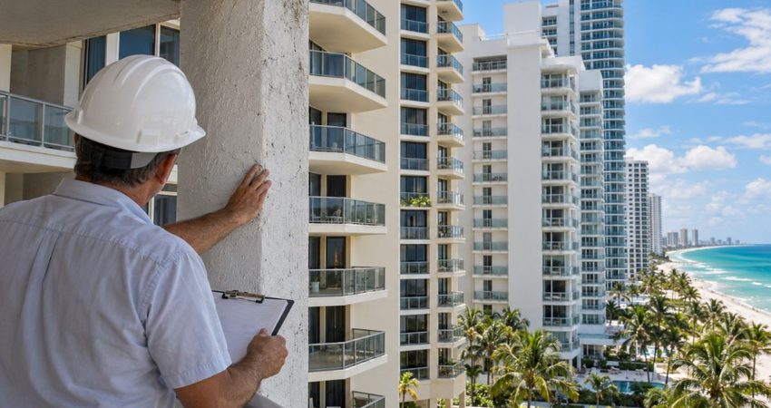 Cerca de 750 edificios de condominios en Florida pueden enfrentar problemas de seguridad Inspección de condominios frente al mar