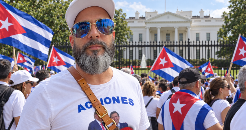 Otaola reclama libertad para Cuba frente a la Casa Blanca y denuncia el juicio contra Anna Bensi: “Que paren ya los atropellos” Otaola ante la Casa Blanca
