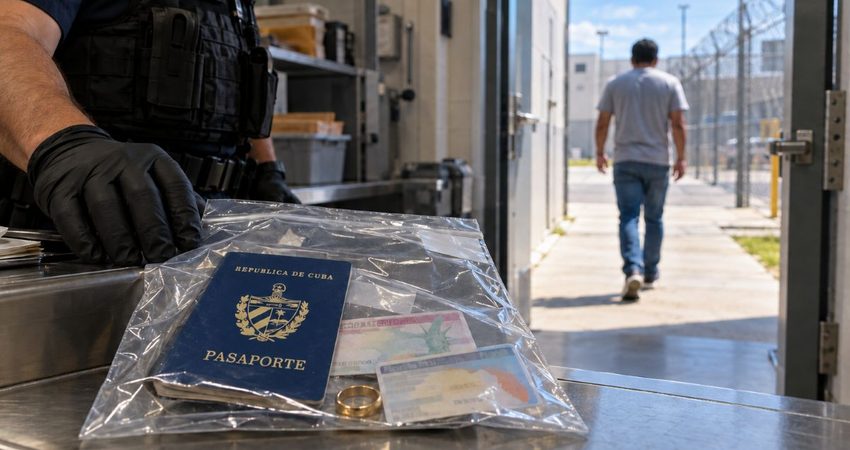 Libres, pero sin poder trabajar: demandan a ICE en corte federal por retener documentos de inmigrantes Pasaporte cubano en bolsa transparente
