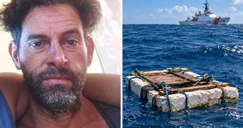 Cuatro días a la deriva y de vuelta en Cuba: las nuevas fotos del balsero rescatado frente a Florida Retrato y balsa sobre el océano