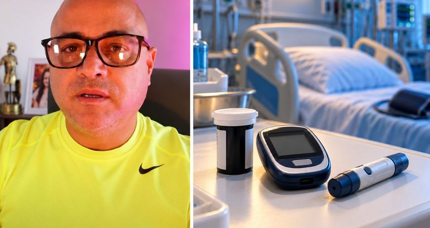 Andy Vázquez termina en el hospital tras un fuerte susto de salud y envía mensaje a sus seguidores: "Voy a cuidarme bastante por mí, por mis hijos, por mi familia" Retrato y glucómetro en hospital