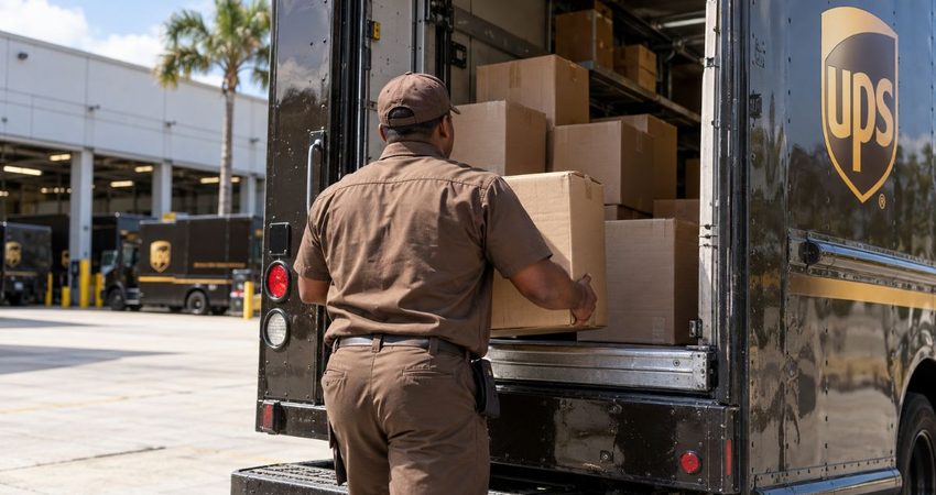 Más de 100.000 empleos temporales en UPS: dónde solicitar y qué debes revisar Trabajador de UPS carga paquetes navideños