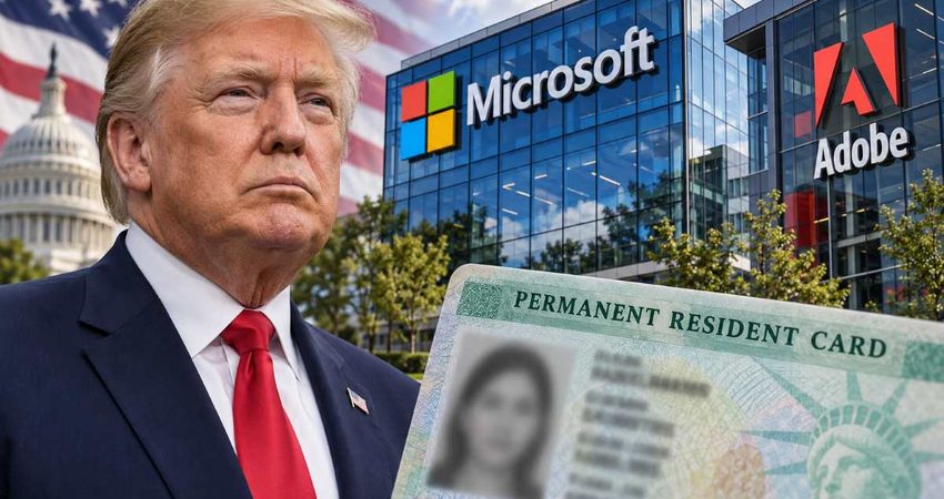 Trump frena una vía a la Green Card en Microsoft, Adobe y otras grandes tecnológicas Trump, tech giants, and green card