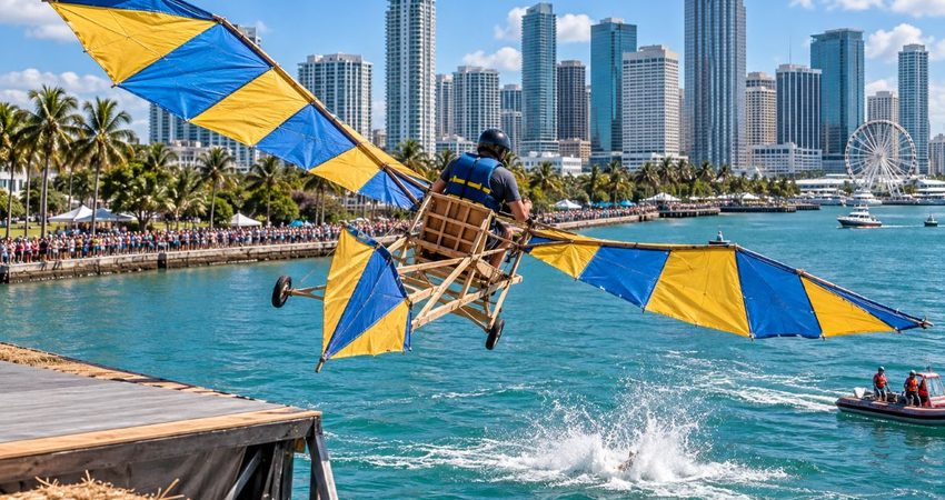 Red Bull Flugtag vuelve a Miami tras más de una década: así será el espectáculo gratuito que celebrará Halloween Vuelo casero sobre la bahía de Miami
